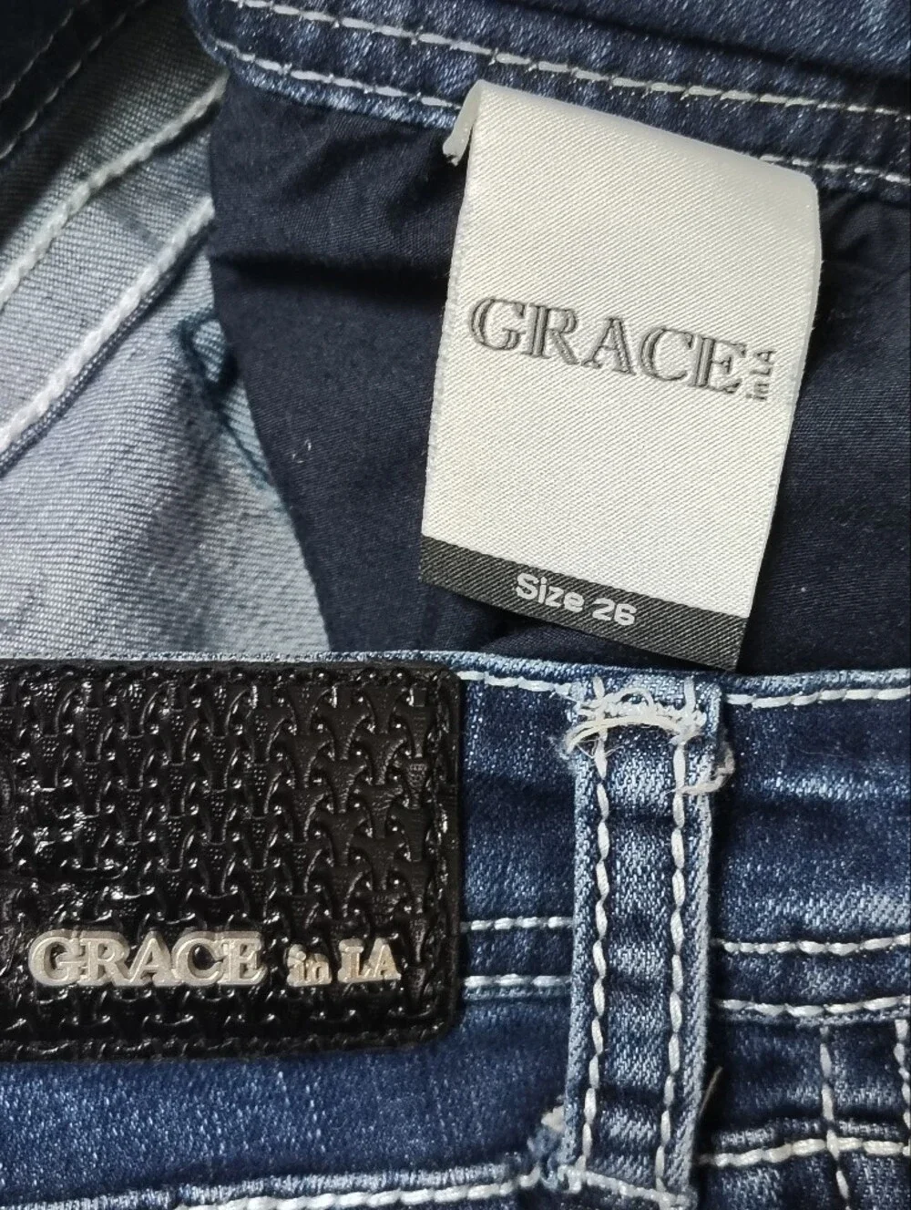 Grace in LA  Embellished Dark Boot Cut Jeans Women's 26 Mcbling Y2K Retro 2000